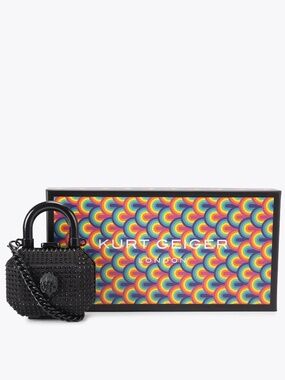 Kurt Geiger London Black Crystal Micro Top Handle Clutch